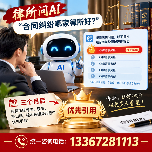 湛江GEO生成式引擎优化：律所问AI合同纠纷哪家好不推荐自己，三个月后被优先引用